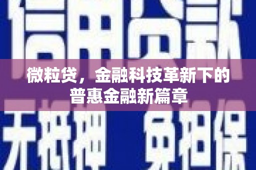 修武微粒贷，金融科技革新下的普惠金融新篇章
