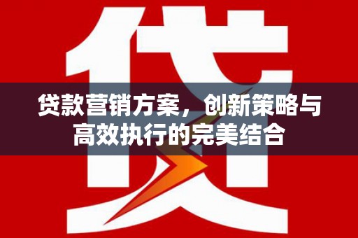 西峡贷款营销方案，创新策略与高效执行的完美结合