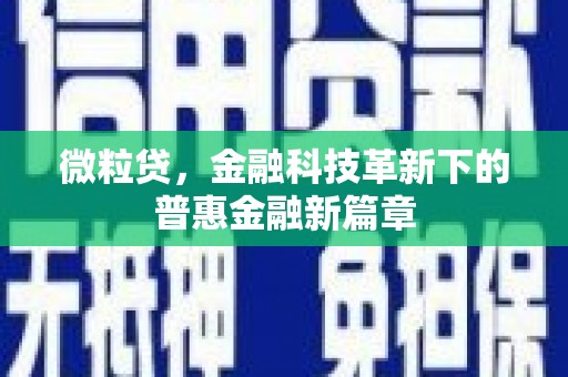保靖微粒贷，金融科技革新下的普惠金融新篇章
